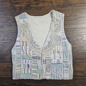 Vintage Inspired Patchwork Quilted Vest  Cottagecore Boho Grandmacore